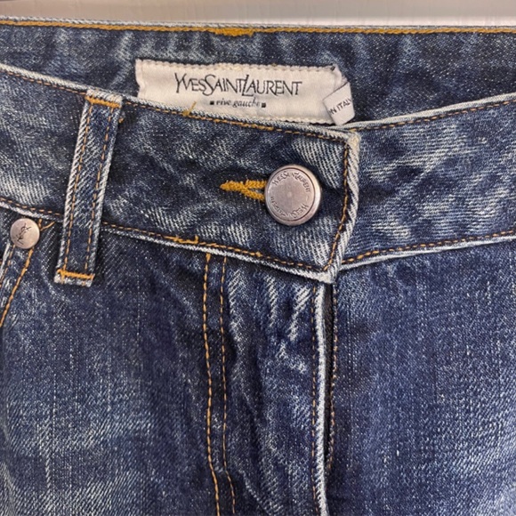 ✨Authentic Extremely Rare Yves Saint Laurent YSL Logo Blue Denim Jeans Pants